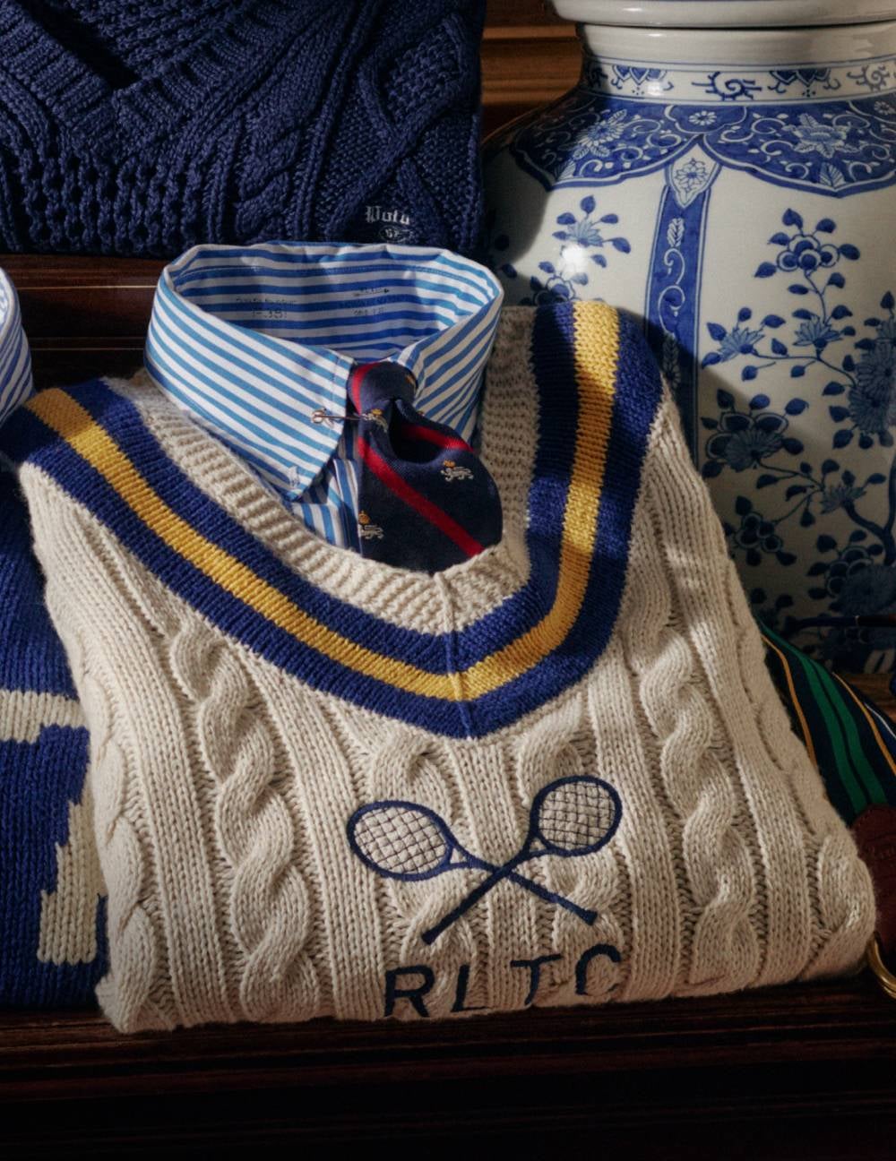 laydown of polo knitwear