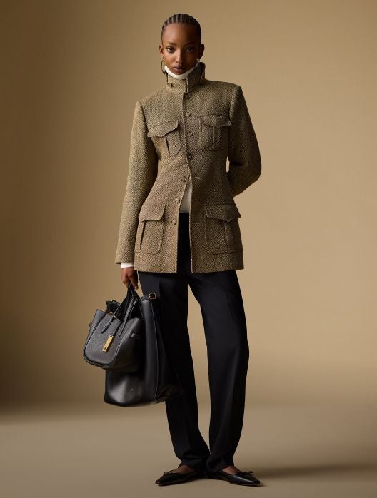 Woman wear cream slip dress.