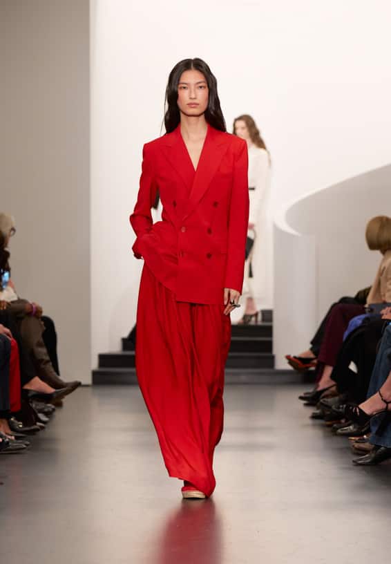 A look from Ralph Lauren’s Fall 2025 runway show shown on model.