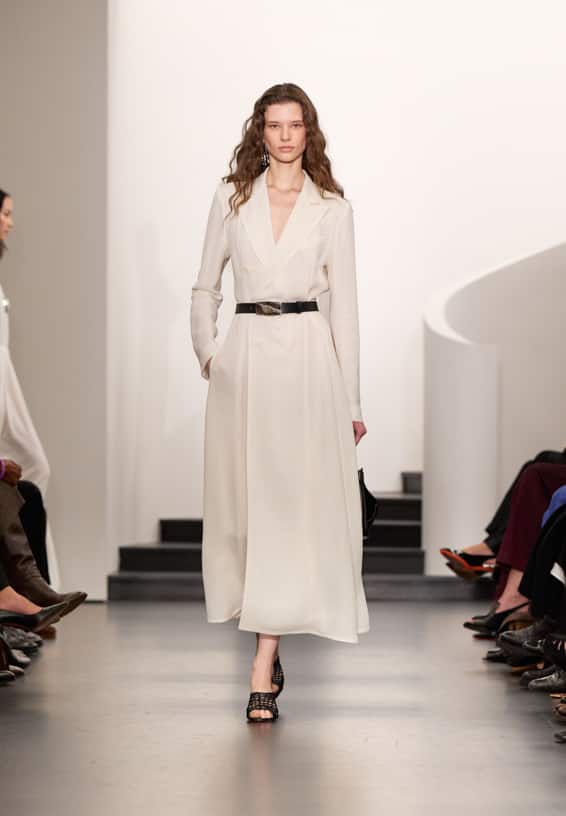 A look from Ralph Lauren’s Fall 2025 runway show shown on model.