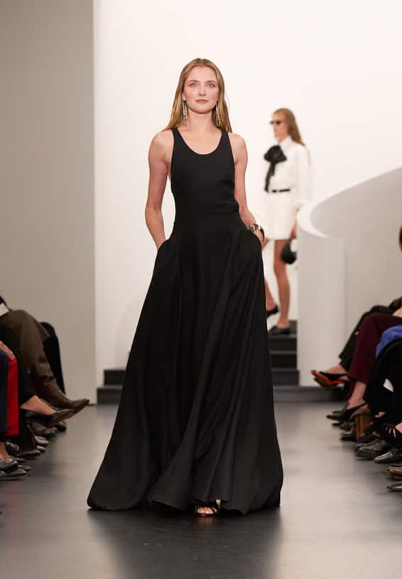 A look from Ralph Lauren’s Fall 2025 runway show shown on model.