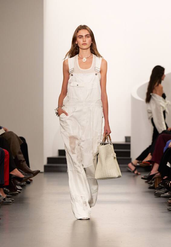 A look from Ralph Lauren’s Fall 2025 runway show shown on model.